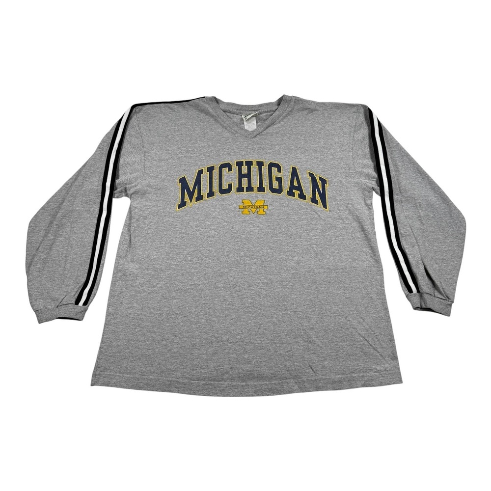 Michigan Wolverines Shirt Mens Large Gray NCAA Football Long Sleeve Briar Creek